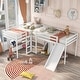 preview thumbnail 2 of 16, Solid Pine Wood Twin Size L-Shaped Loft Bed with Ladders and Slide