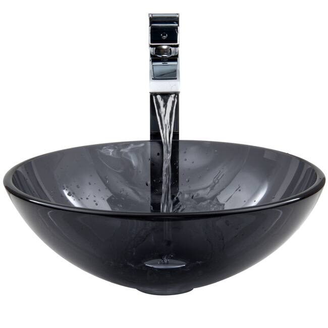 Vigo 16-1/2" Glass Bathroom Vessel Sink with Duris Single Hole - Chrome