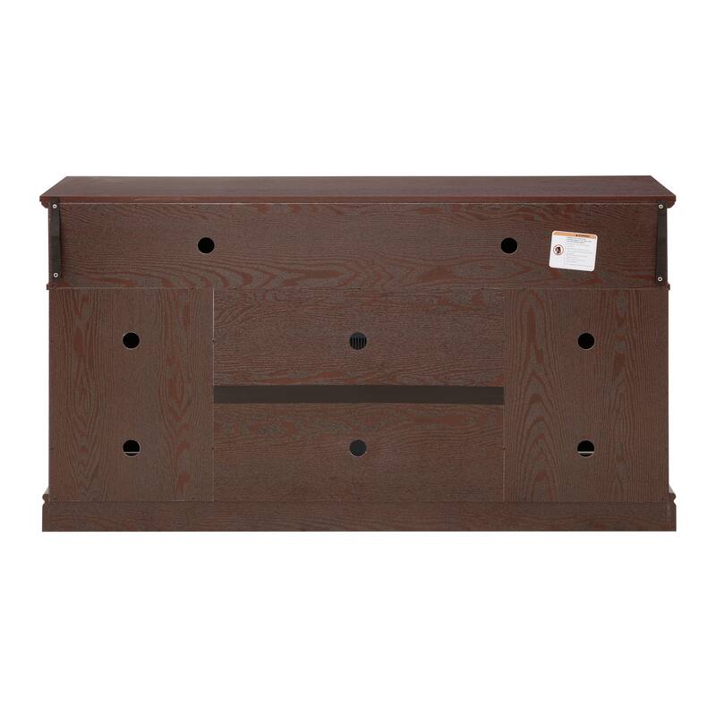 Embossed Pattern TV Stand, TV and Media Console with Open and Closed Storage Space and sliding door