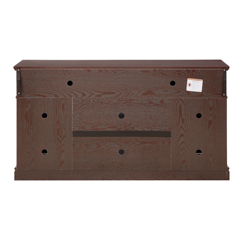 Embossed Pattern TV Stand for TVs Up to 65", Fireplace TV Stand with Storage Cabinet