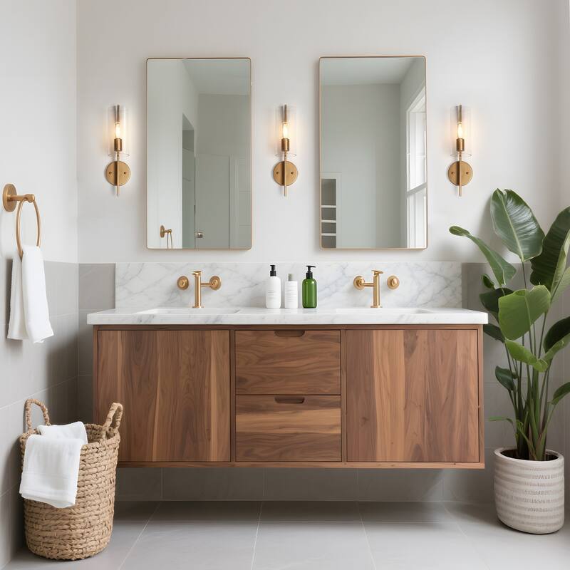 Modern 1-Light Gold Seeded Glass Cylinder Wall Sconces Dimmable Bathroom Vanity Lights