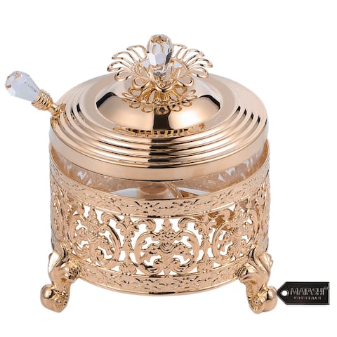 Rose Gold Sugar Bowl, Honey Dish, Glass Bowl