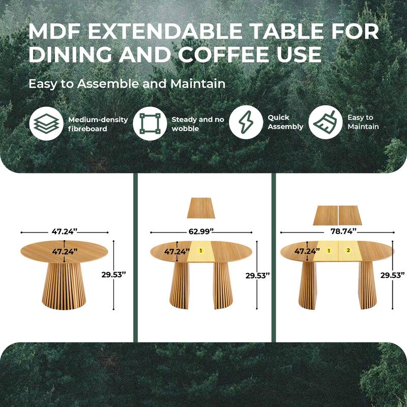 Extendable Home Office Table, Dining Table Kitchen Table, Large Coffee Table with Stripe Legs