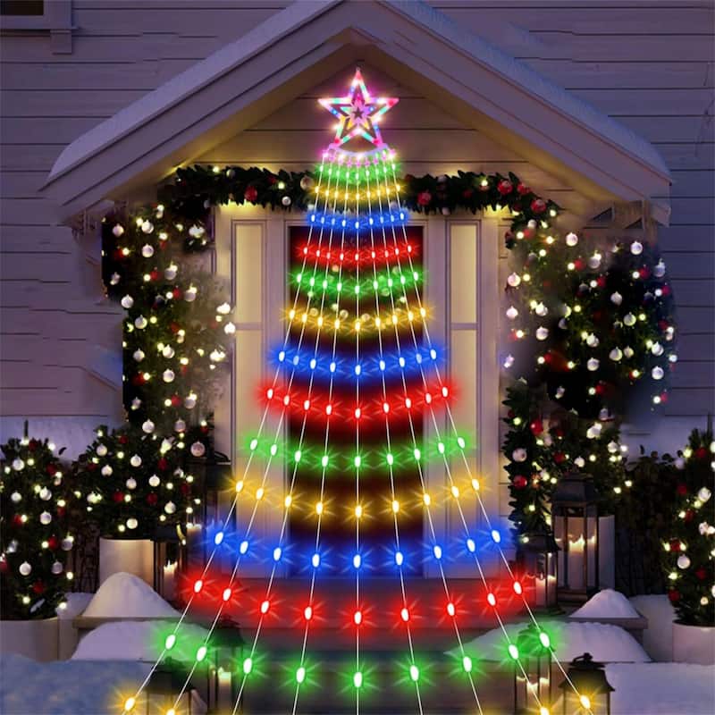 1 PCS 11.48FT 350LED Waterproof String Lights with Star Topper 8 Light Modes Memory Function