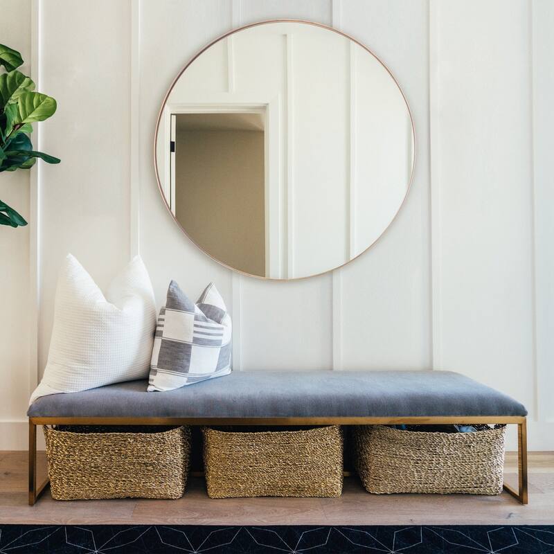 Brio Lighting Golden Modern 30" Round Framed Wall Mirror