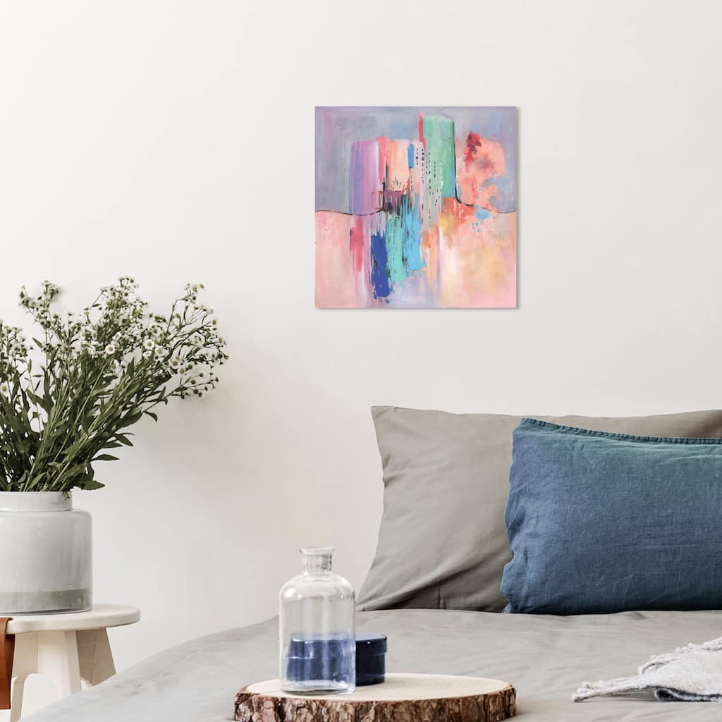 Wynwood Studio Abstract Abstract Reflection Purple and Pastel Orange Modern & Contemporary Wall Art Canvas Print