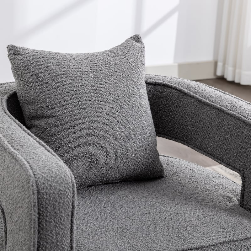 29"W Boucle Upholstered Swivel Armchair Single Sofa