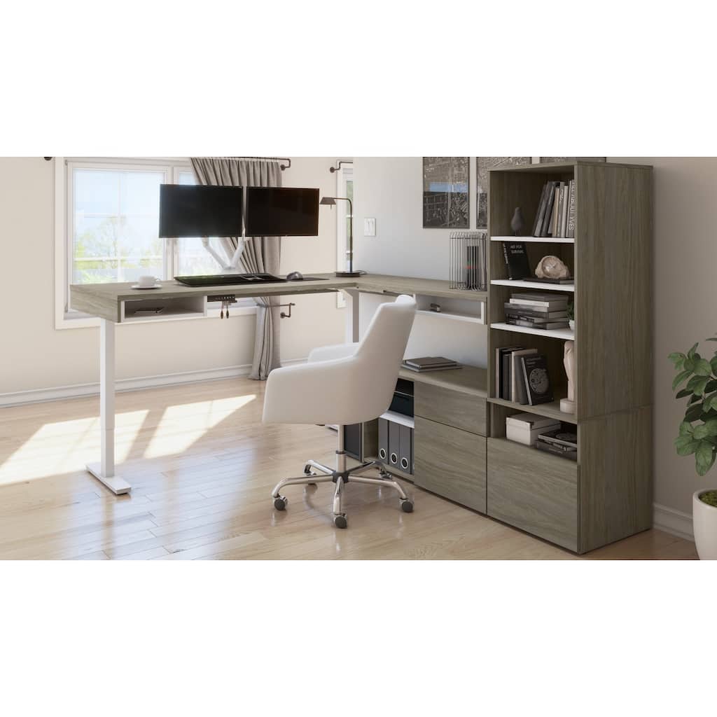 Viva 72W L-Shaped Standing Desk with Monitor Arm and Storage by Bestar