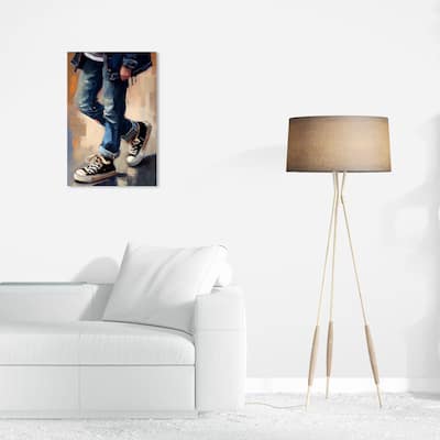 Wynwood Studio Fashion and Glam Black Street Shoes Blue and Modern & Contemporary Wall Art Canvas Print