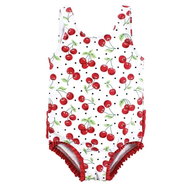slide 1 of 1, Hudson Baby Girls Toddler Swimsuit, Cherries 5T - Cherries Toddler
