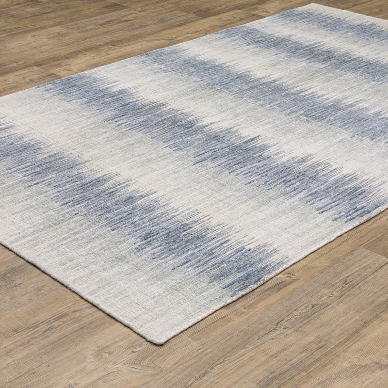 Cameryn Textural Ombre Stripe Blue/ Ivory Area Rug