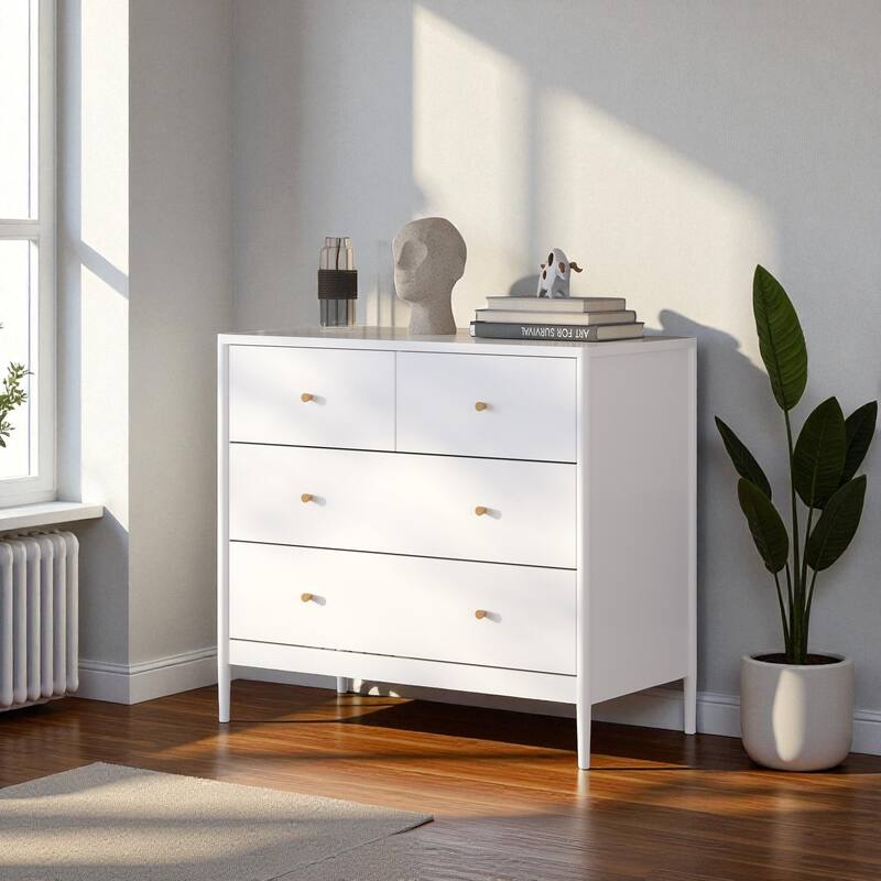 4-Drawer Kids Dresser Wooden Nursery Storage Cabinet Baby Bedroom Organizer Toddler Chest for Closet and Living Room