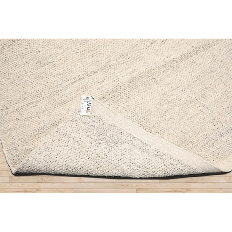 LoomBloom Ivory Hand Woven Designer Kilim 100% Wool Oriental Area Rug - 5' 3'' x 7' 7''