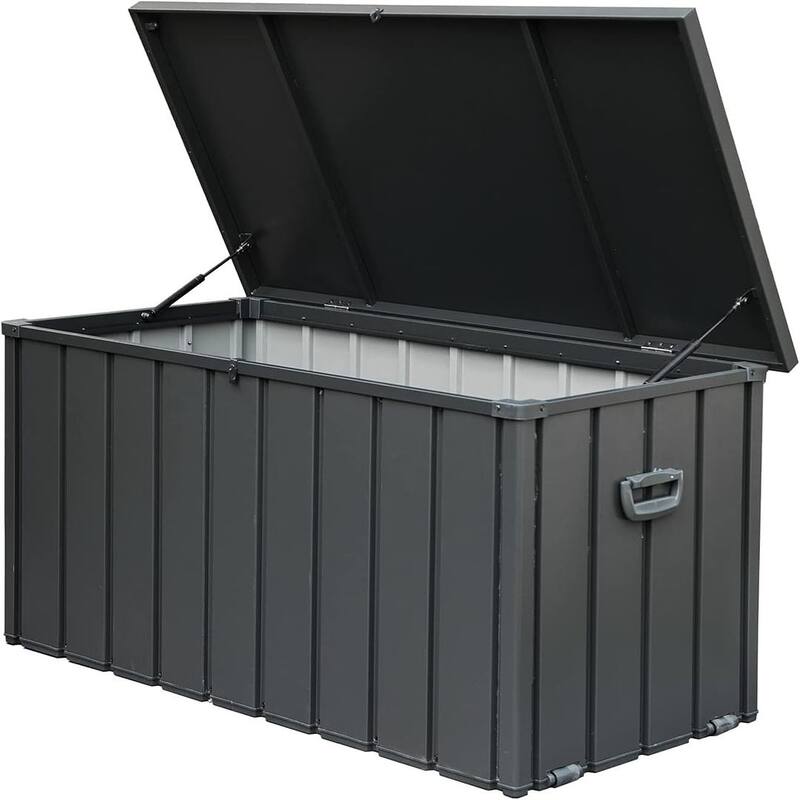 100-200 Gallon Outdoor Storage Deck Box Waterproof, Lockable - 100 Gallon - Dark Gray