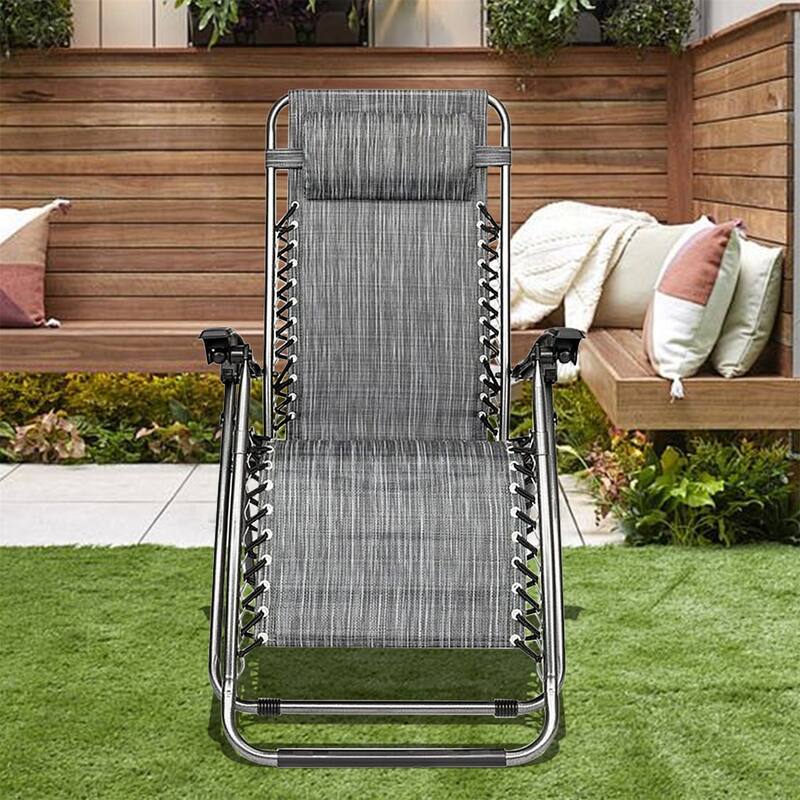 Set Of 2 Zero Gravity Chair, Patio Folding Lawn Outdoor Lounge Camp Reclining Lounge Chair for Poolside Backyard and Beach