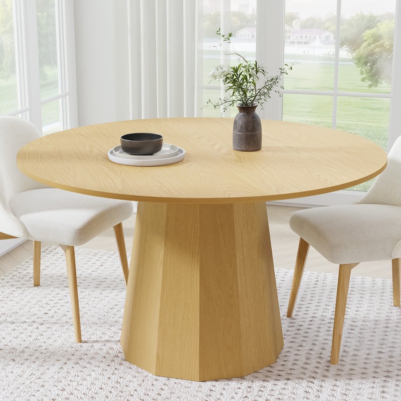 Solid Wood Round Dining Table Kitchen Table with Tabletop and Tapered Base for Living/Dining Room Coffee Office