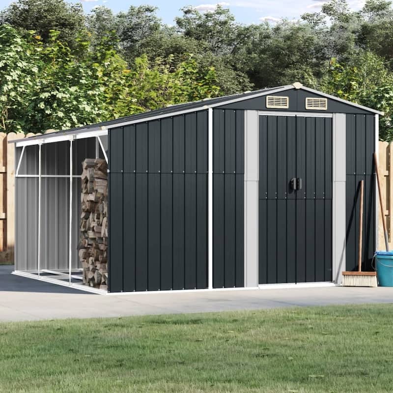 vidaXL Garden Shed Metal Outdoor Storage Tool Shed House Galvanized Steel