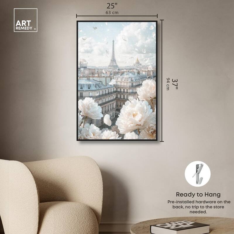 Peonies Over Paris Canvas by Art Remedy