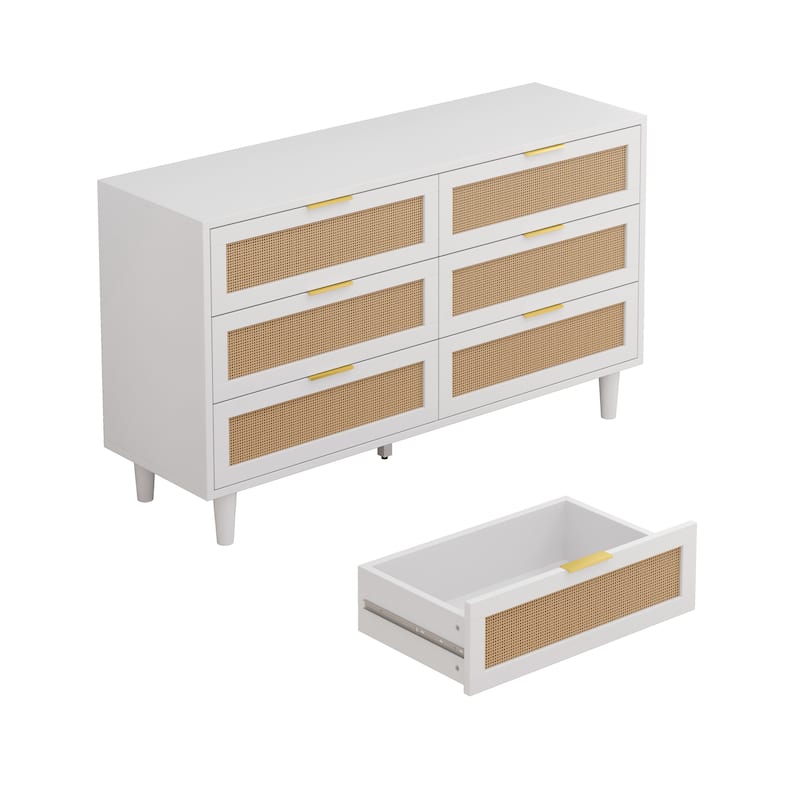 6-Drawers Rattan Storage Cabinet Rattan Drawer