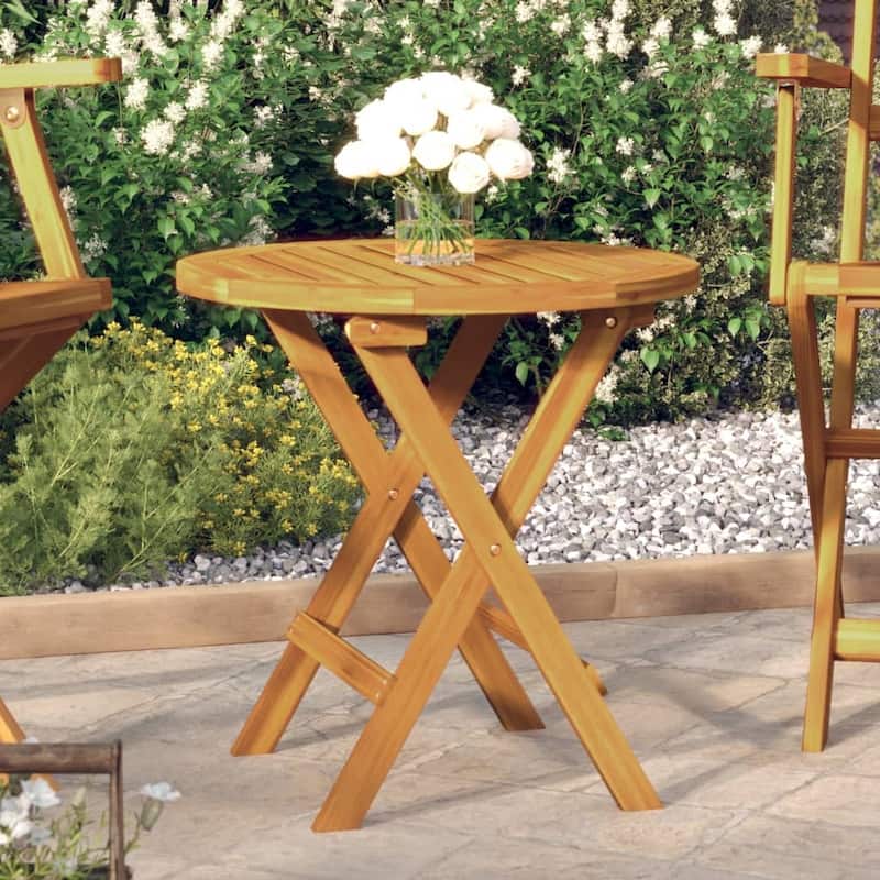vidaXL Bistro Table Natural wood Solid acacia wood Small Folding - 18.1 x 18.1 x 18.5 in