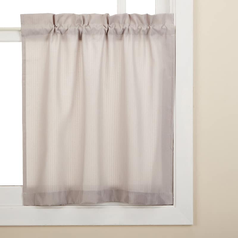 Opaque Grey Ribcord Kitchen Curtain Pieces - Tiers/ Valances/ Swags - 24" Tier Pair