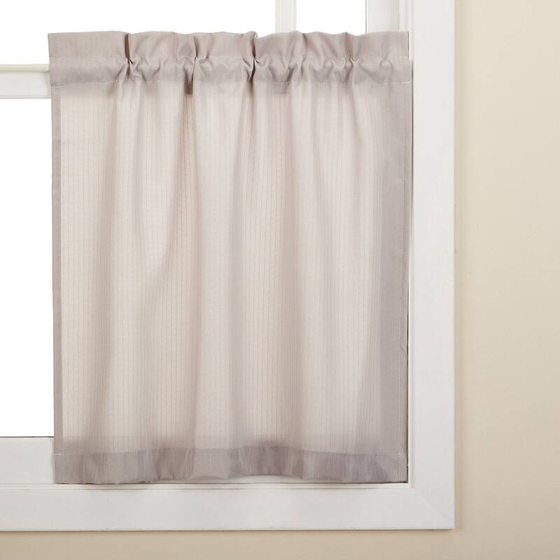 Opaque Ribcord Kitchen Curtain Pieces - Tiers/ Valances/ Swags - 24 inch tier pair - grey