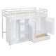 preview thumbnail 9 of 18, White Twin Solid Wood Loft Bed with Drawer & Wardrobes