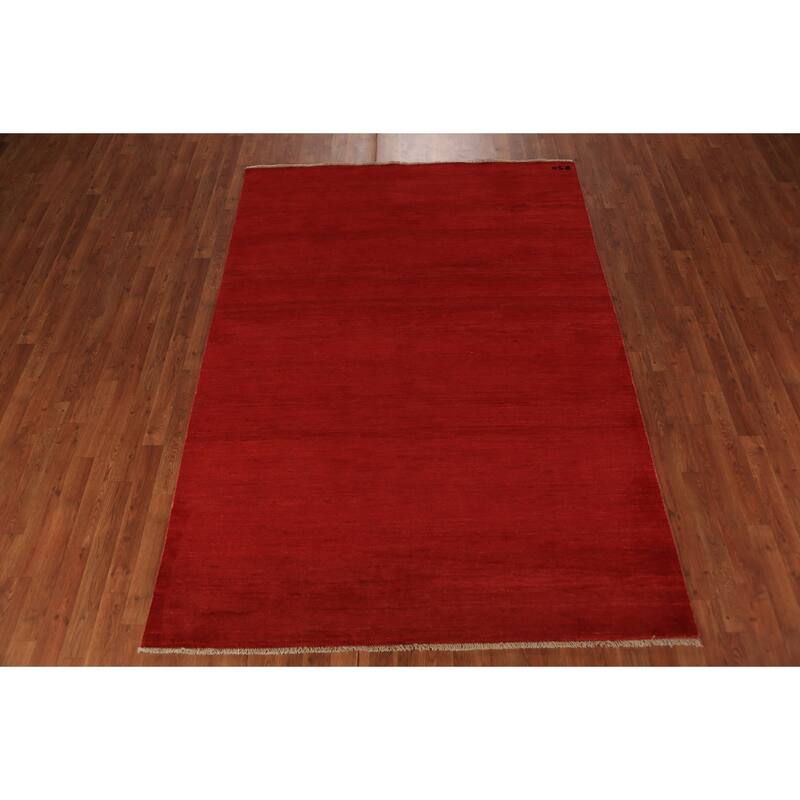 Gabbeh Modern Area Rug Handmade Oriental Red Wool Carpet - 5'6" x 7'10"