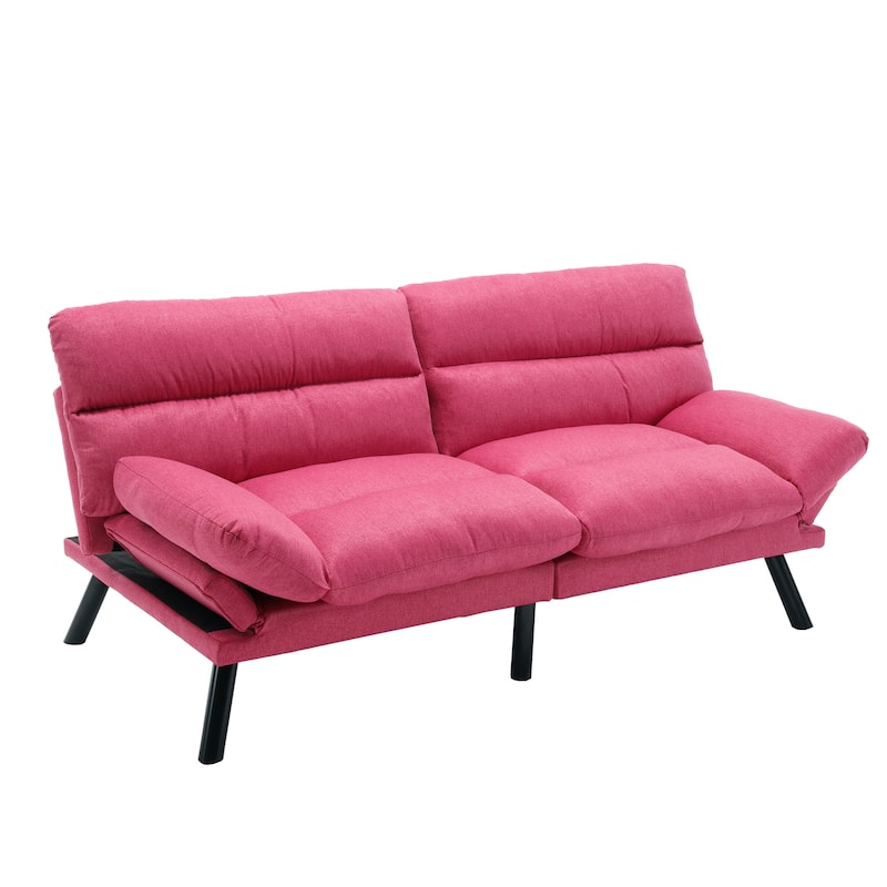 Modern Upholstered 2 Seaters Sleeper Sofa with Thick Cushion and Metal Feet
