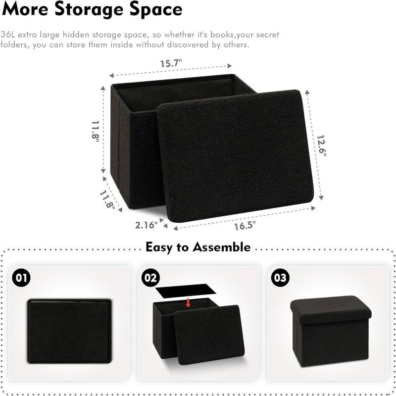 Small Ottomans Foldable16.5"x12.6"x12.6"