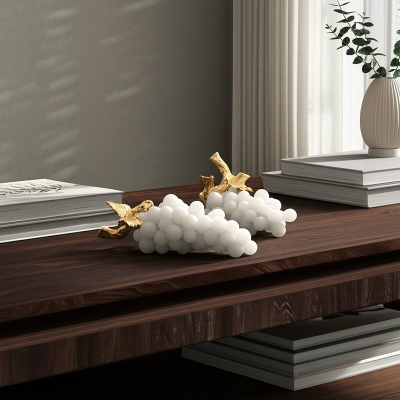 Polyresin Decorative Object Grape Branches (Set of 2) - 7/6" White - 14.25" x 5" x 6" - White - 14.25" x 5" x 6"