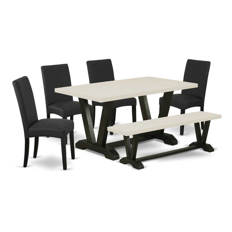6-Piece Natural Oak Finish Solid Wood Top dining Table with 1-Bench and 4-Chairs with