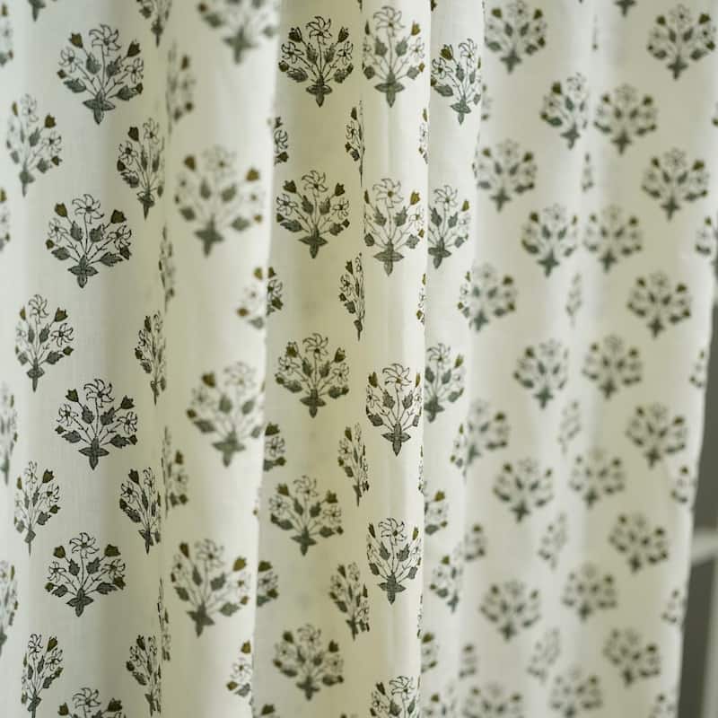 Fabdivine Handmade Block Print Floral Curtain Perfect for Room or Window Décor