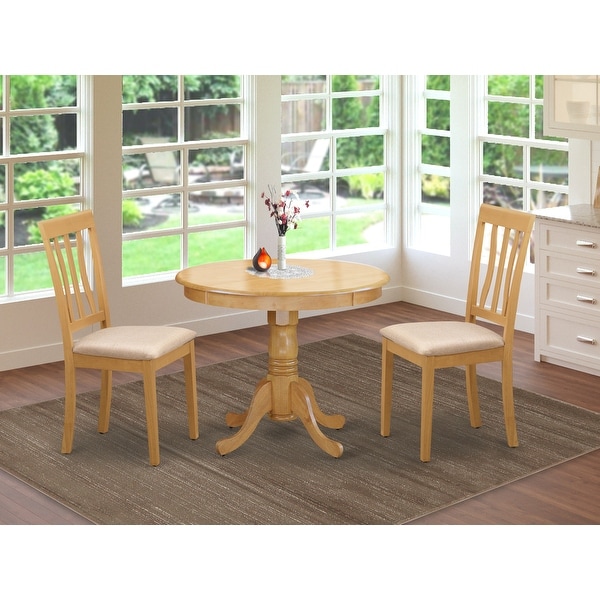 3 PC Oak Kitchen Table Set Including 1 Small Kitchen Table plus 2 Dining Chairs (Finish Option). Opens flyout.
