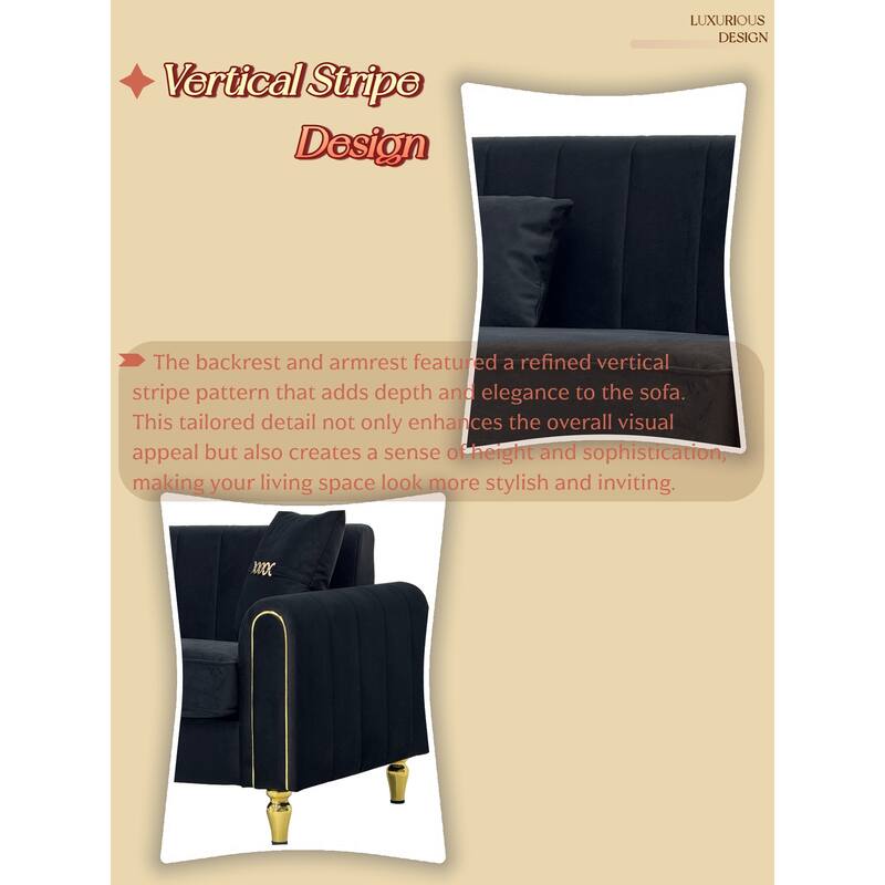 87.4" Luxury Loveseat Sofa with Metal Legs, Round Arms