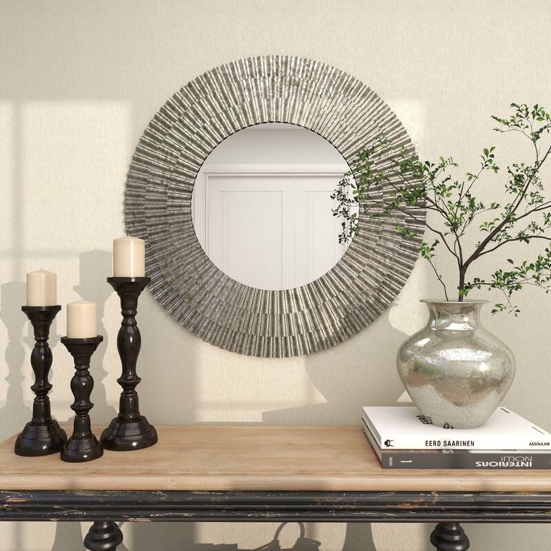 Gray Metal Room Wall Mirror - Gray