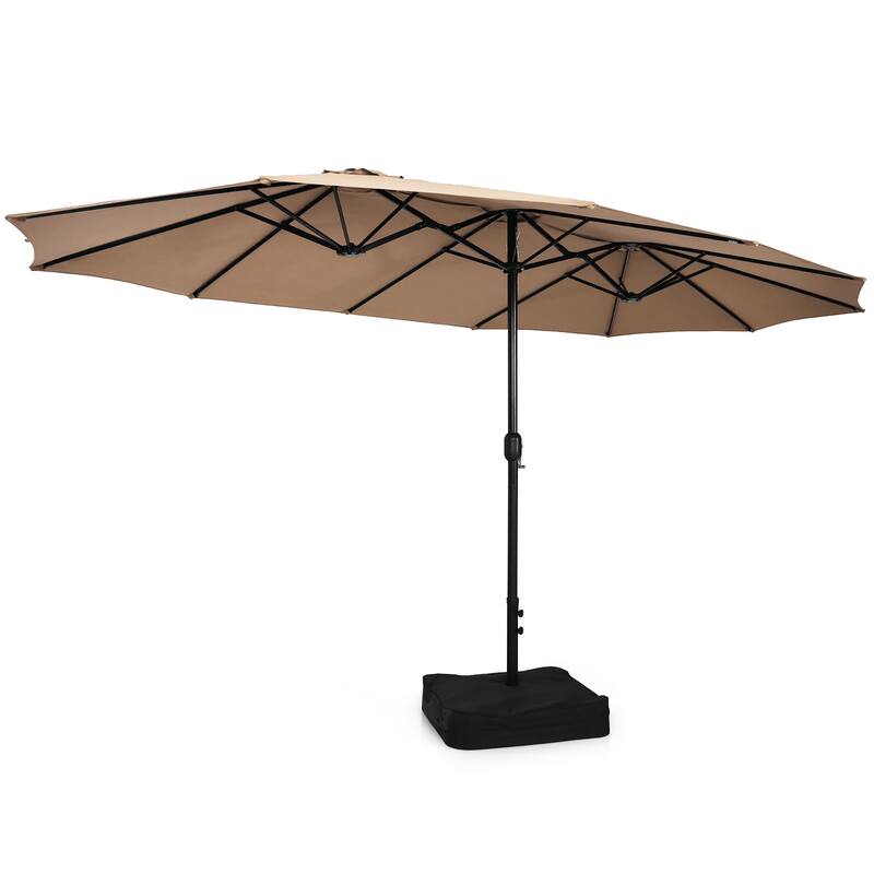 Costway 15FT Double-Sided Twin Patio Umbrella Outdoor Market W/ Crank