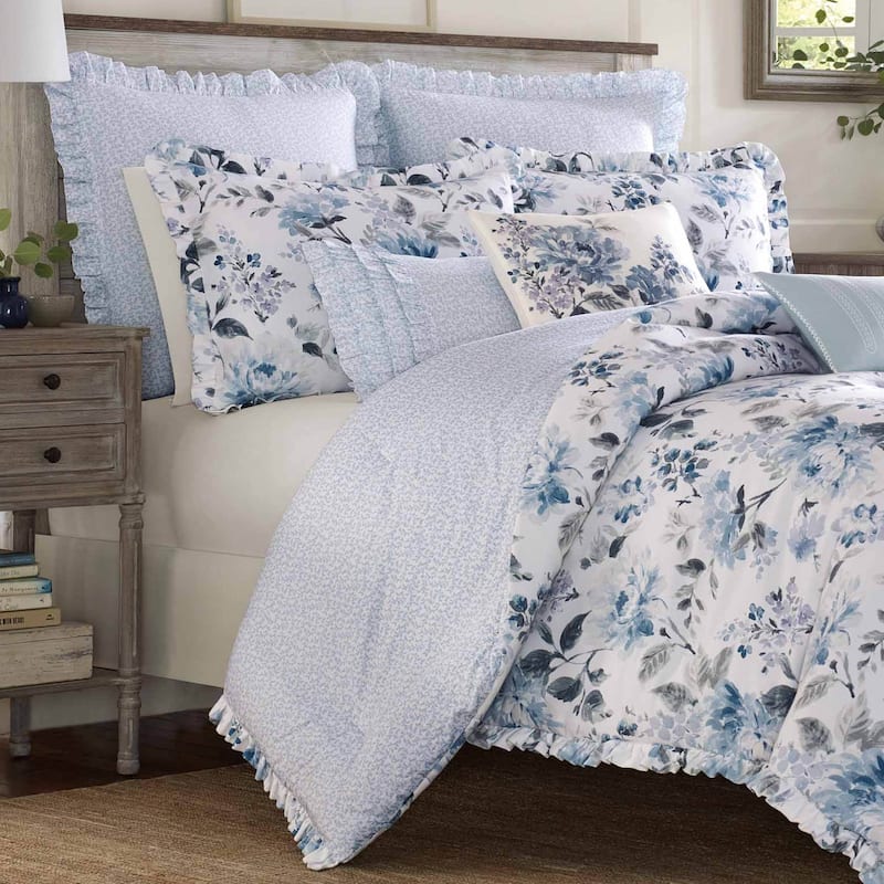 Laura Ashley Chloe Blue Cotton Comforter Set
