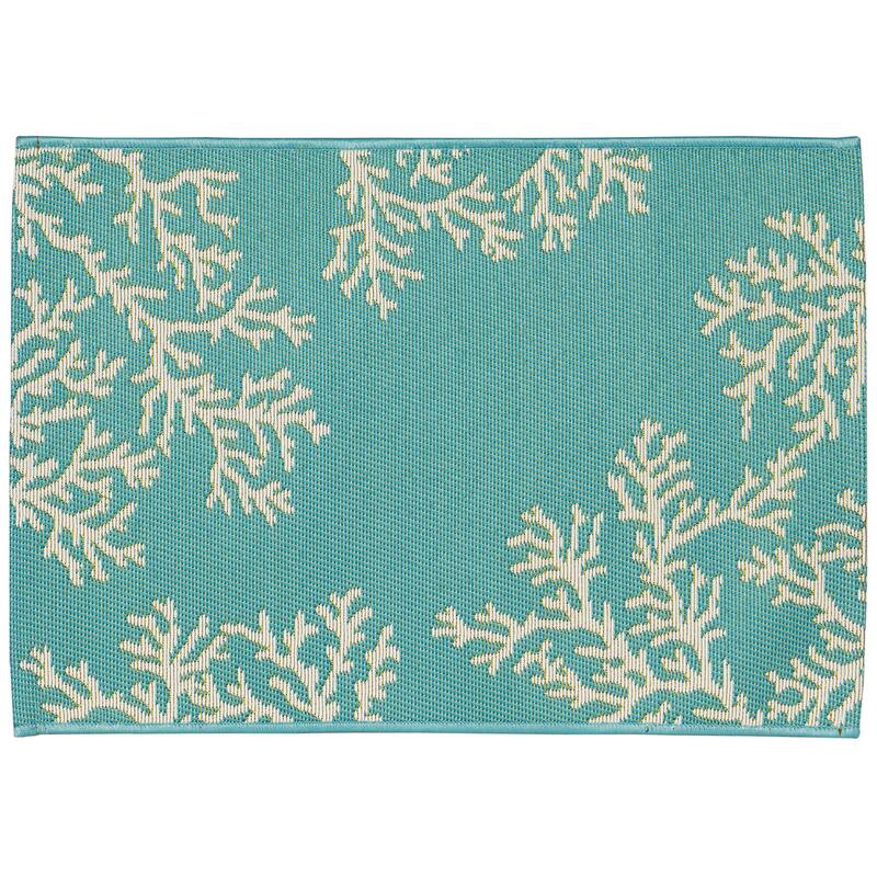 Liora Manne Esencia Coral Edge Indoor/Outdoor Mat - 1'11" x 4'11" - Aqua