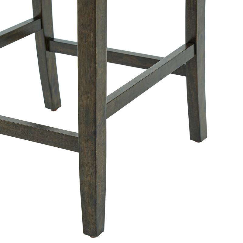 Roomfitters Counter Height Bar Stools Set of 2, Upholstered Bar Chairs with Back, Rubber Wood Frame for Kitchen Island
