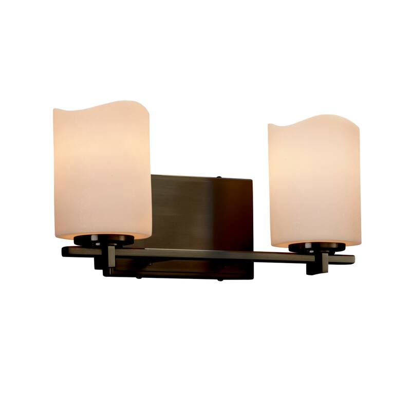 Justice Design CandleAria Era 2-light Dark Bronze Bath Bar, Cream Cylinder - Melted Rim Shade