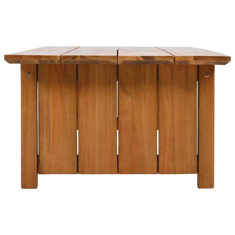 SAFAVIEH Outdoor Patio Furniture Kento Solid Wood Slatted Coffee Table - 47"W x 24"D x 15"H