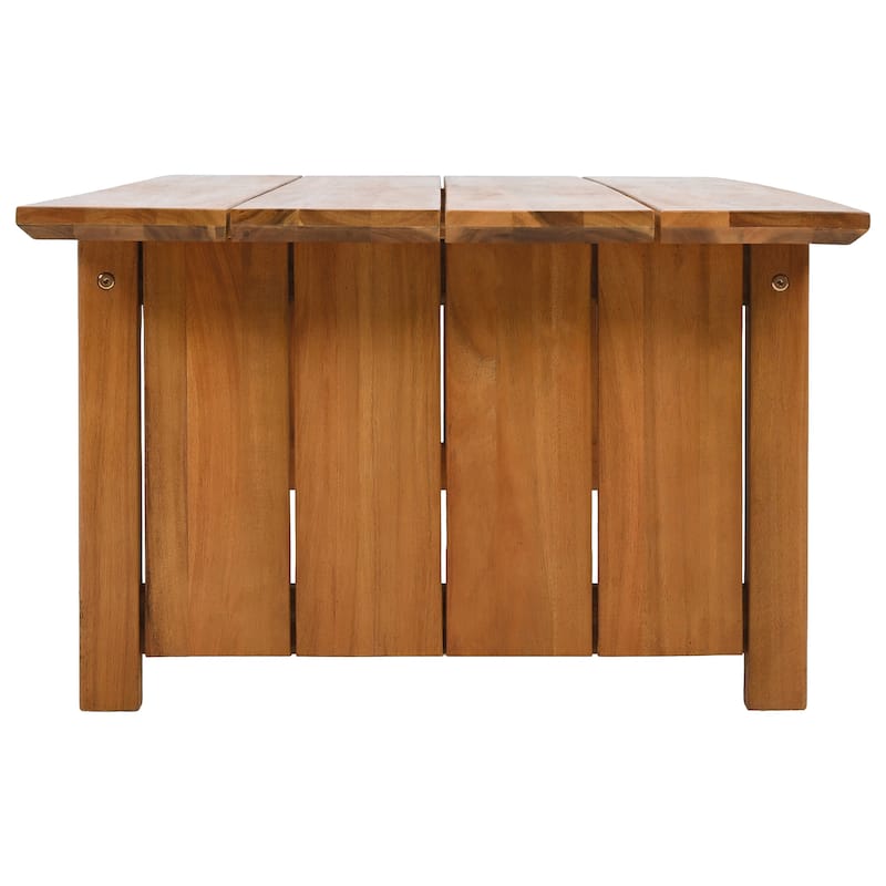 SAFAVIEH Outdoor Patio Furniture Kento Solid Wood Slatted Coffee Table - 47"W x 24"D x 15"H