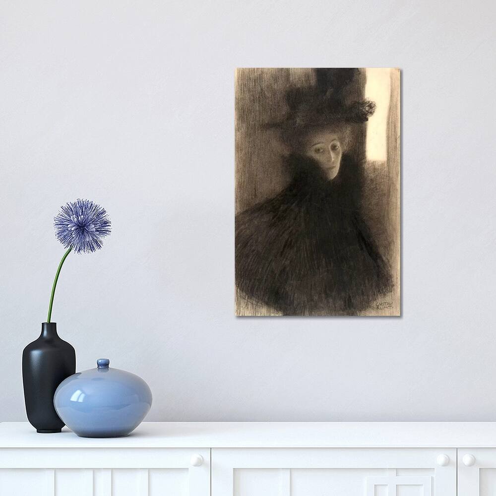 iCanvas "Portrait of a Lady with Cape and Hat" by Gustav Klimt Canvas Print