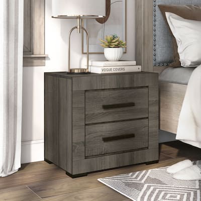 Nestore Contemporary Grey Wood 2-Drawer Nightstand by Furniture of America