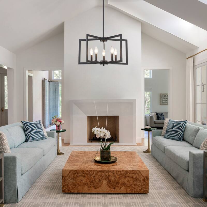 5-Light Modern Foyer Pendant Kitchen Island Candlestick Linear Chandelier Lighting for Dining Room