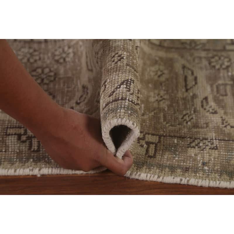 Distressed Tabriz Persian Vintage Rug Hand-Knotted Wool Carpet - 6'4"x 9'4"