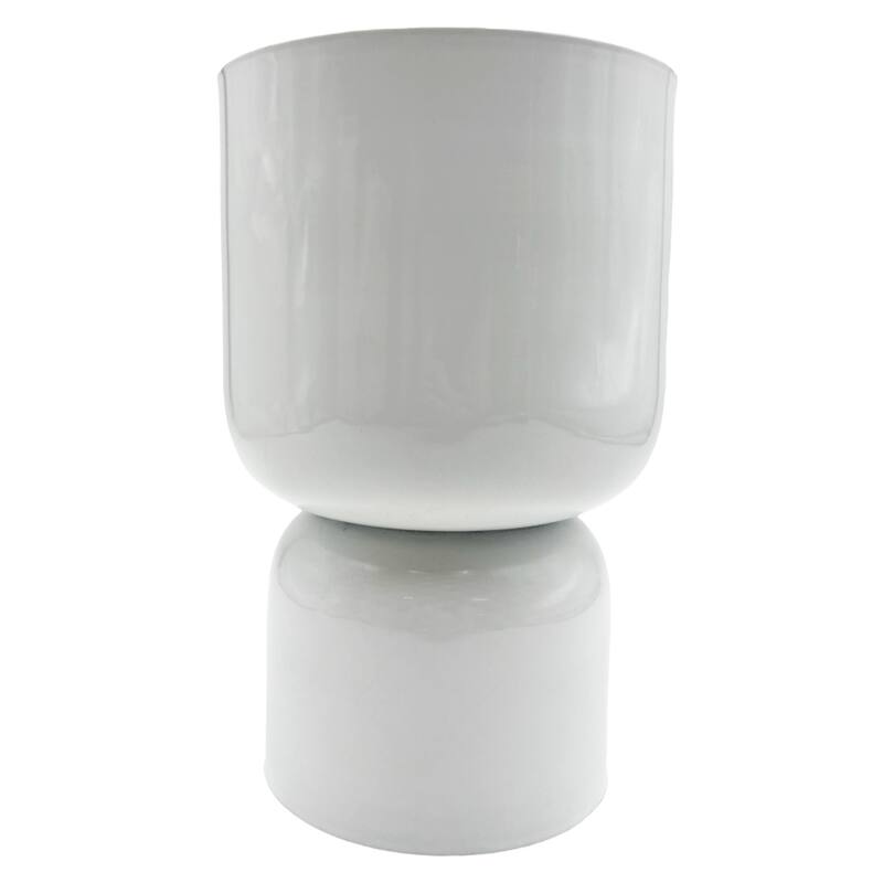 10 Inch Tall Decorative Handmade Iron Modern Flower Vase - White
