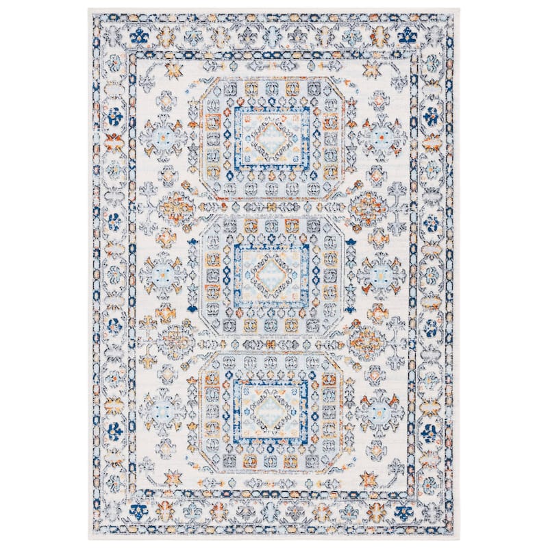 SAFAVIEH Tulum Raziyeh Boho Rug - 4'5" x 6'5" - Ivory Grey/Blue Rust