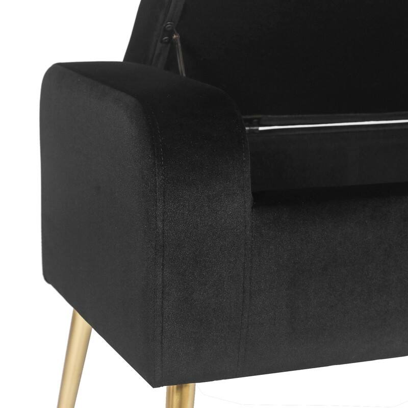 Adeco Upholstered Storage Ottoman Entryway Bench with Metal Legs